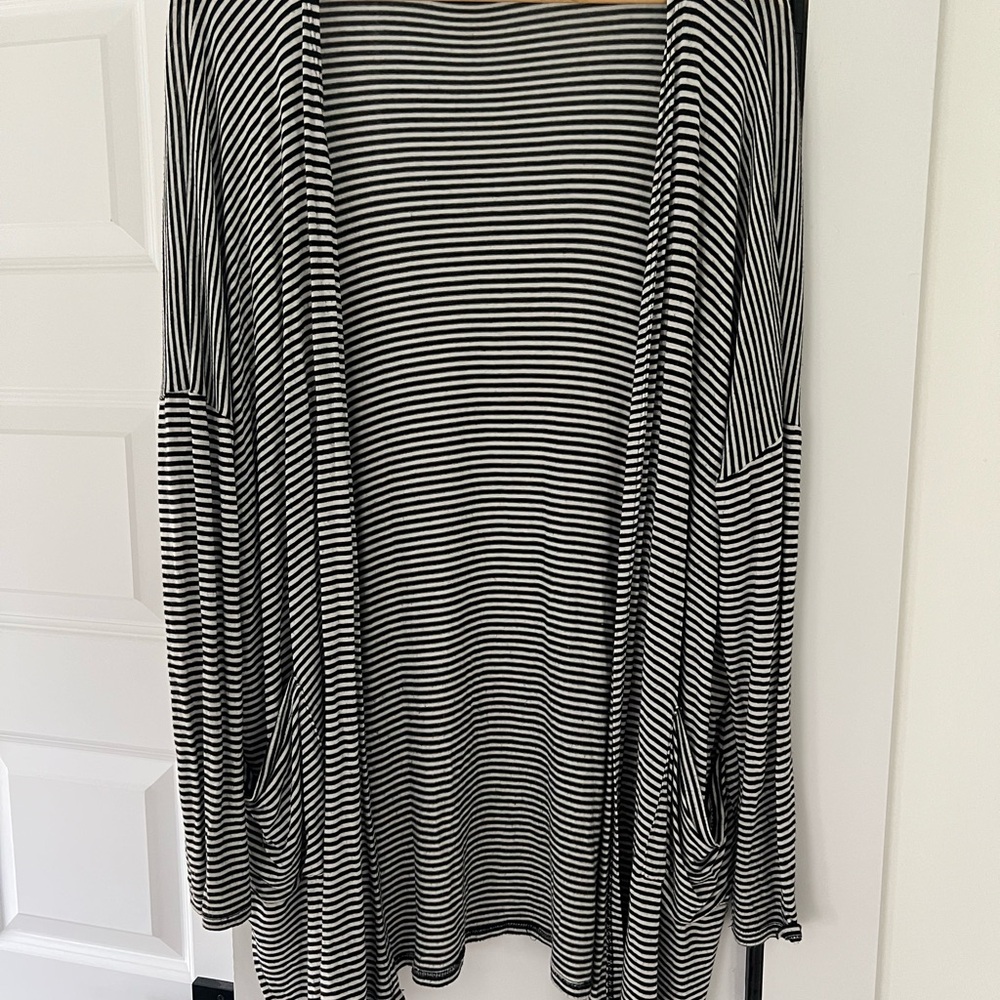 Black and White Striped Cardigan